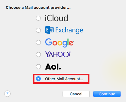 Choose Mail Account Provider